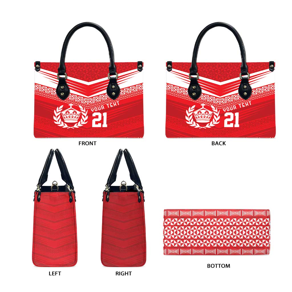 Custom Mate Ma'a Tonga Heritage Leather Bag Pacific Tribal Rugby Red Edition - Polynesian Pride