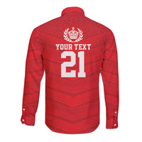 Custom Mate Ma'a Tonga Heritage Long Sleeve Button Shirt Pacific Tribal Rugby Red Edition - Polynesian Pride
