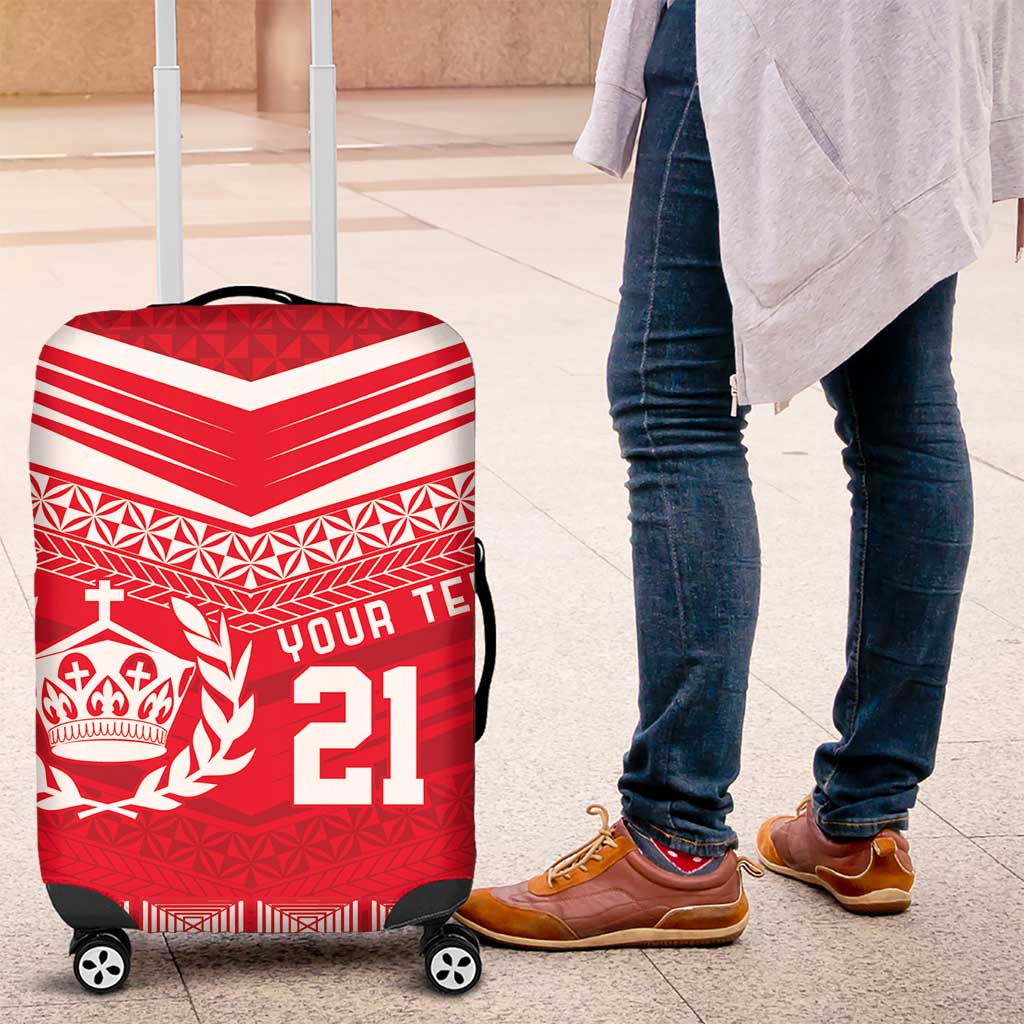 Custom Mate Ma'a Tonga Heritage Luggage Cover Pacific Tribal Rugby Red Edition - Polynesian Pride