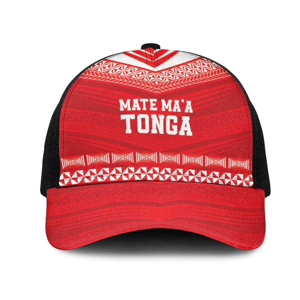 Mate Ma'a Tonga Heritage Mesh Trucker Cap Pacific Tribal Rugby Red Edition - Polynesian Pride