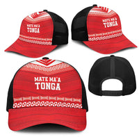 Mate Ma'a Tonga Heritage Mesh Trucker Cap Pacific Tribal Rugby Red Edition - Polynesian Pride