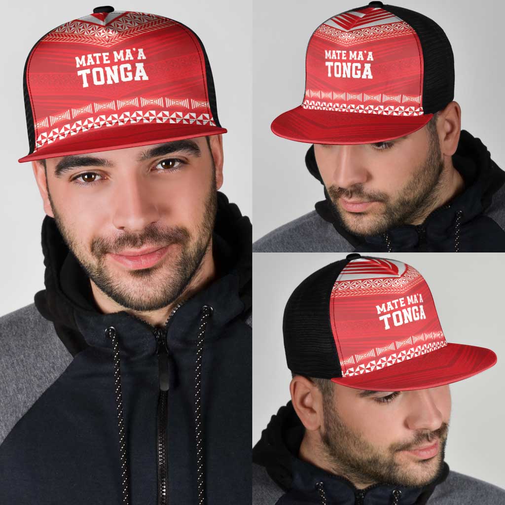 Mate Ma'a Tonga Heritage Mesh Trucker Cap Pacific Tribal Rugby Red Edition - Polynesian Pride