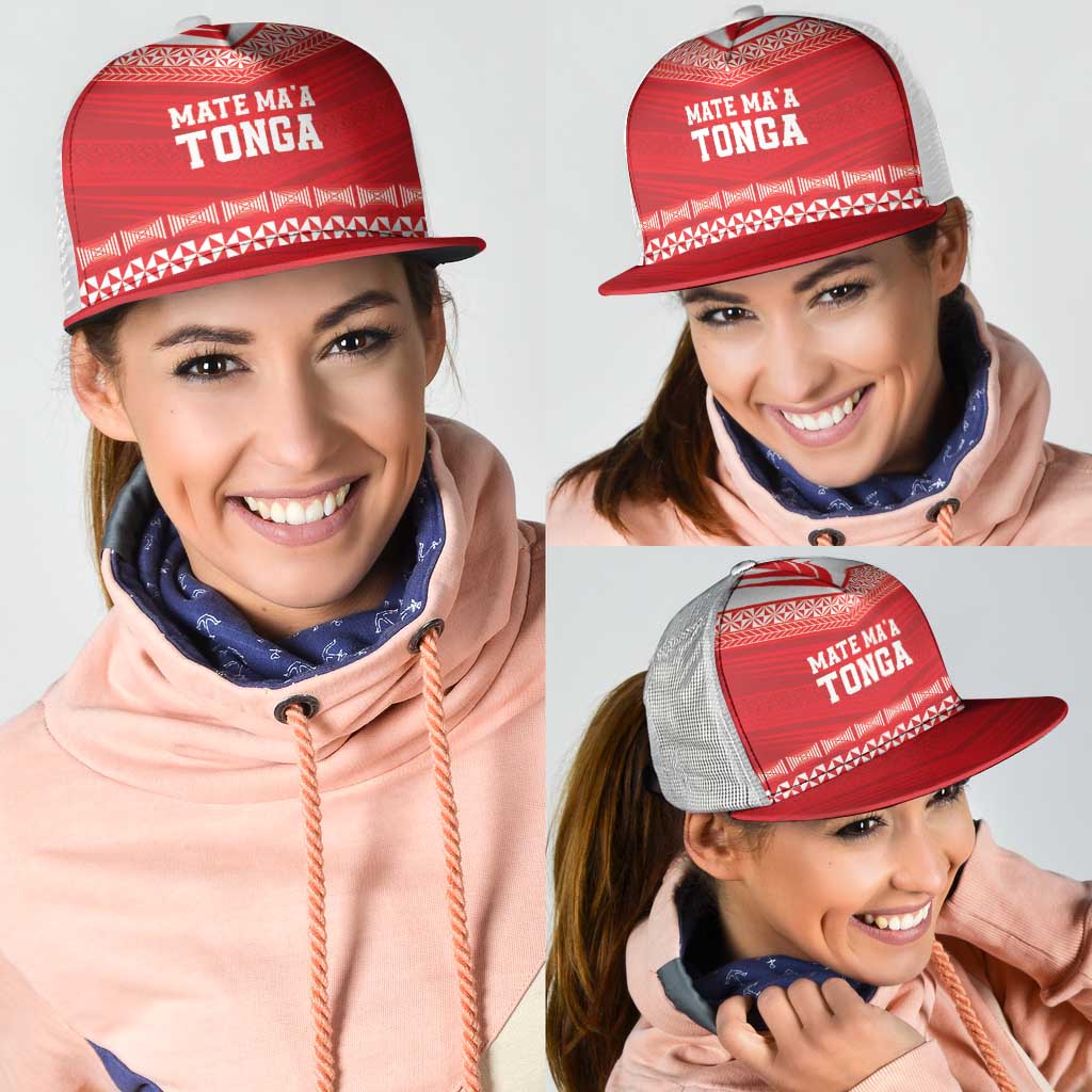 Mate Ma'a Tonga Heritage Mesh Trucker Cap Pacific Tribal Rugby Red Edition - Polynesian Pride