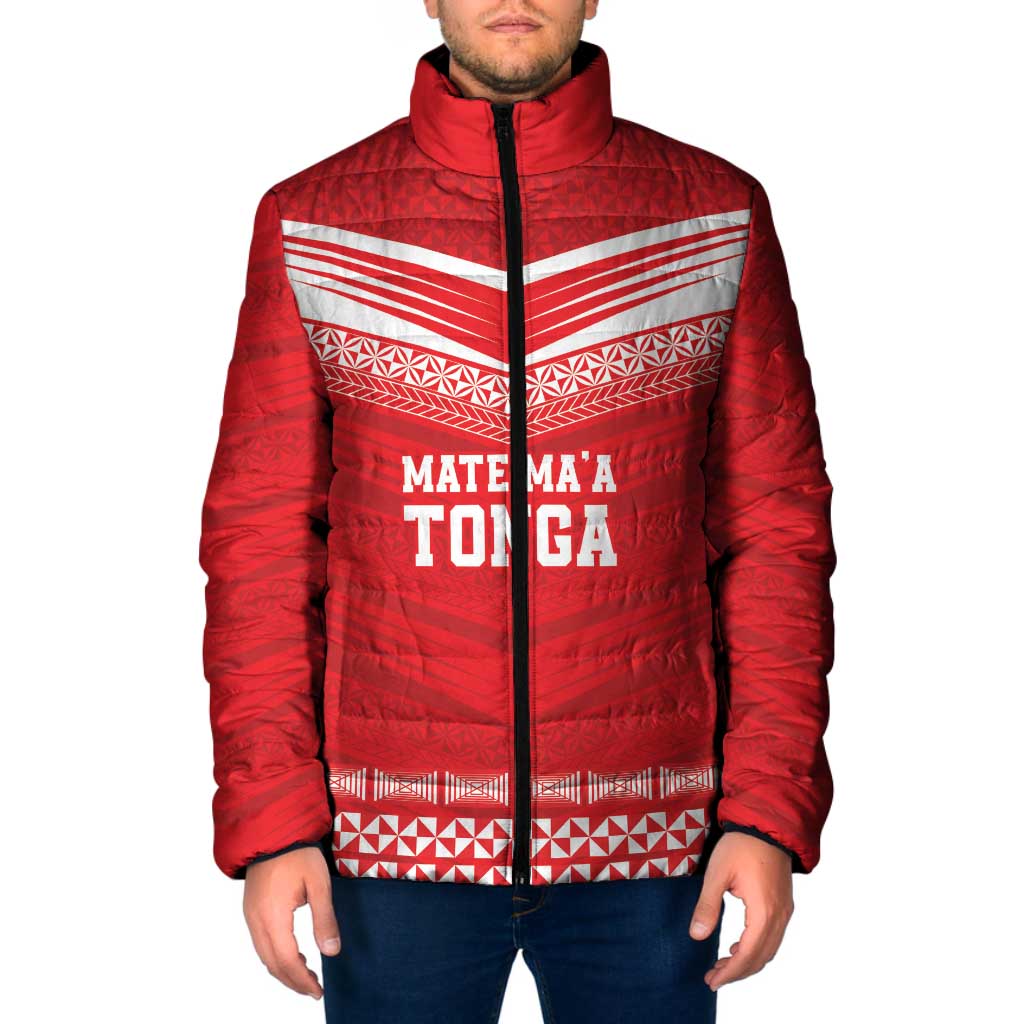 Custom Mate Ma'a Tonga Heritage Padded Jacket Pacific Tribal Rugby Red Edition - Polynesian Pride