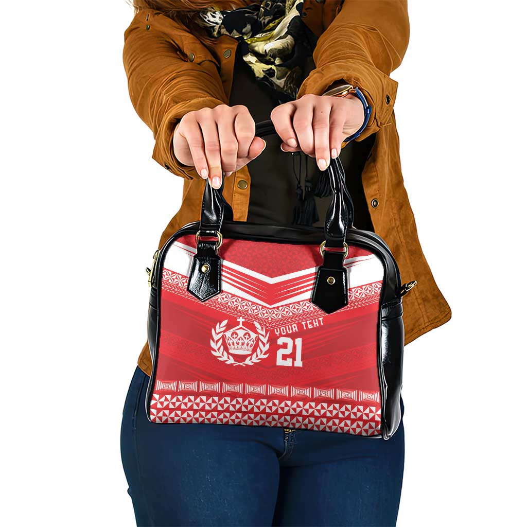 Custom Mate Ma'a Tonga Heritage Shoulder Handbag Pacific Tribal Rugby Red Edition - Polynesian Pride
