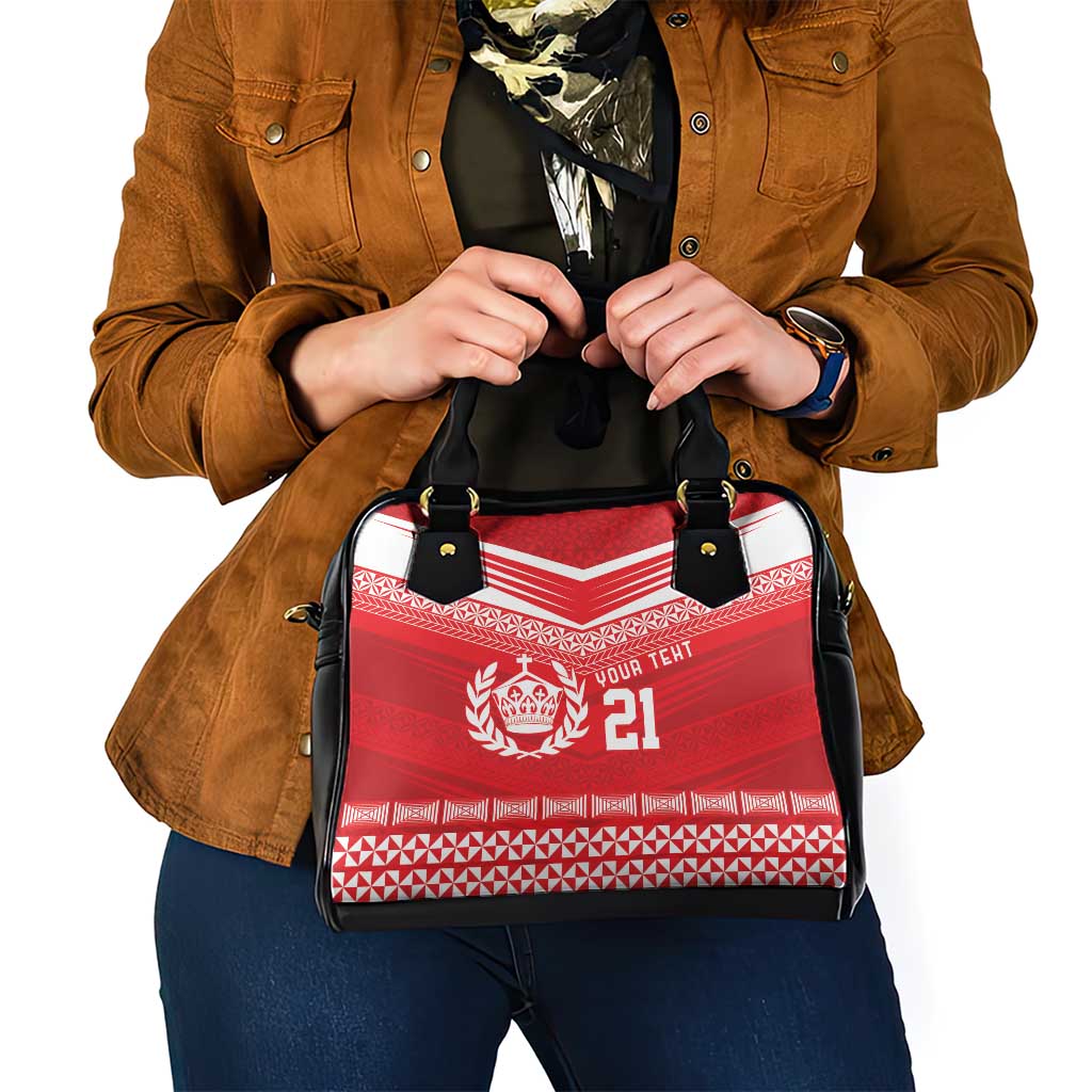 Custom Mate Ma'a Tonga Heritage Shoulder Handbag Pacific Tribal Rugby Red Edition LT9 - Polynesian Pride