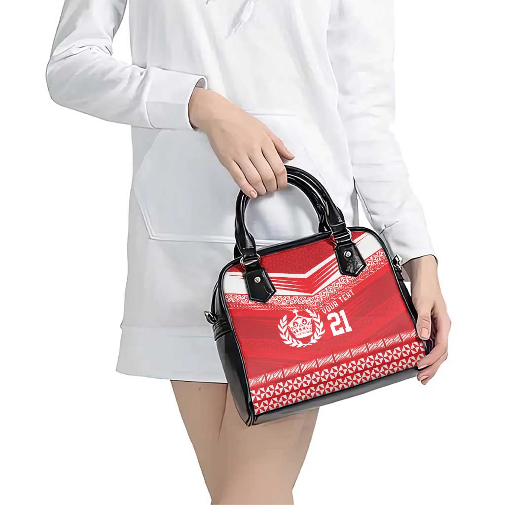 Custom Mate Ma'a Tonga Heritage Shoulder Handbag Pacific Tribal Rugby Red Edition LT9 - Polynesian Pride