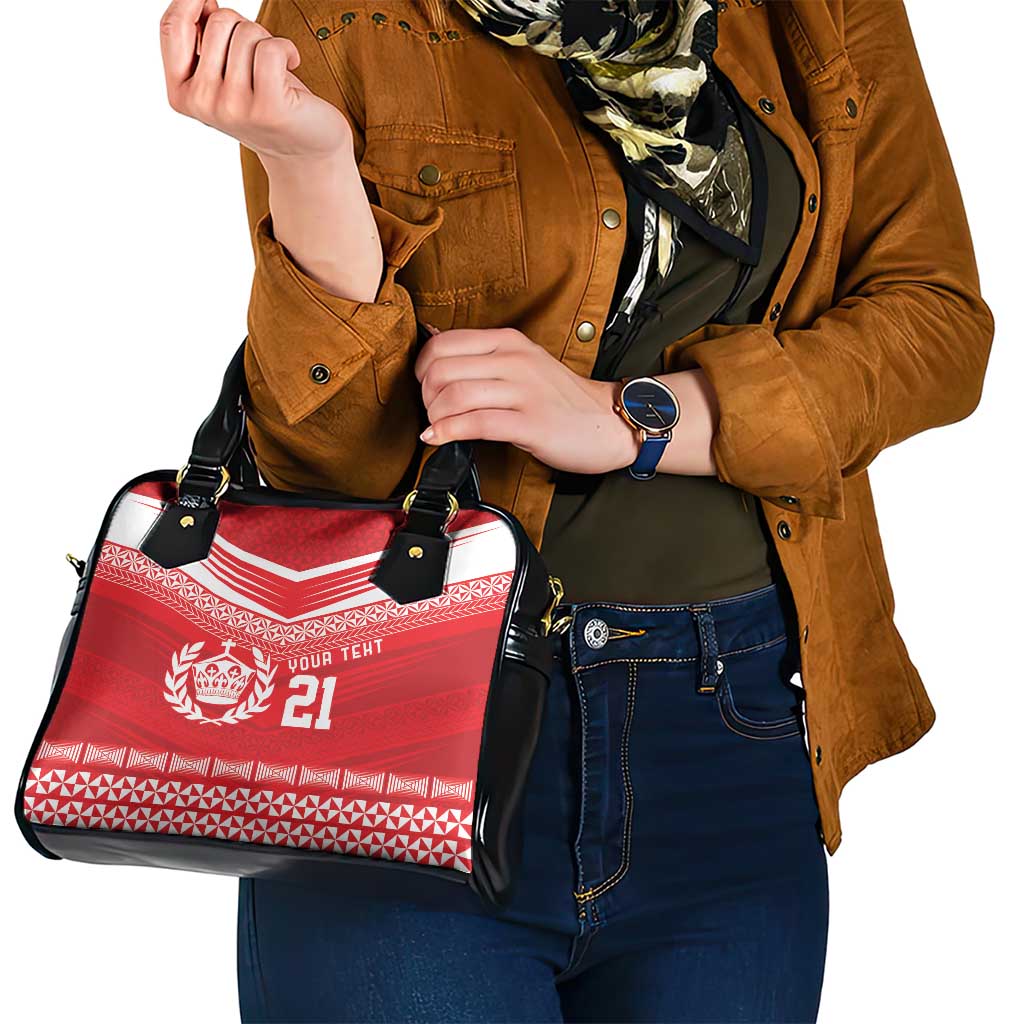 Custom Mate Ma'a Tonga Heritage Shoulder Handbag Pacific Tribal Rugby Red Edition LT9 - Polynesian Pride