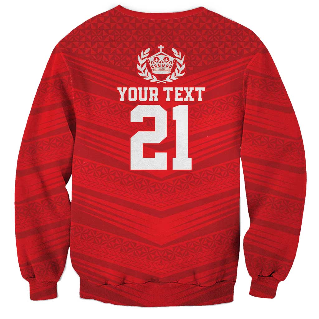 Custom Mate Ma'a Tonga Heritage Sweatshirt Pacific Tribal Rugby Red Edition - Polynesian Pride