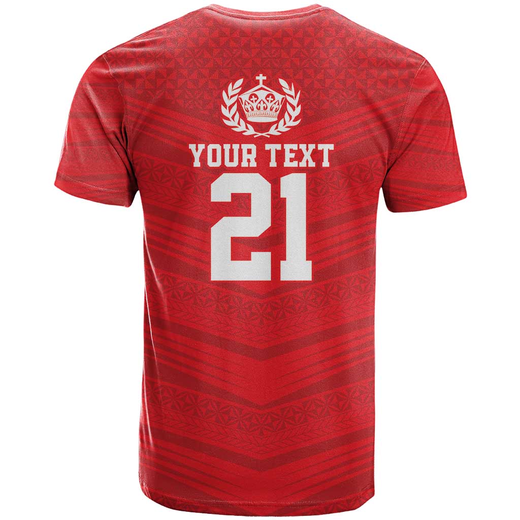 Custom Mate Ma'a Tonga Heritage T Shirt Pacific Tribal Rugby Red Edition - Polynesian Pride