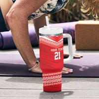 Custom Mate Ma'a Tonga Heritage Tumbler With Handle Pacific Tribal Rugby Red Edition - Polynesian Pride