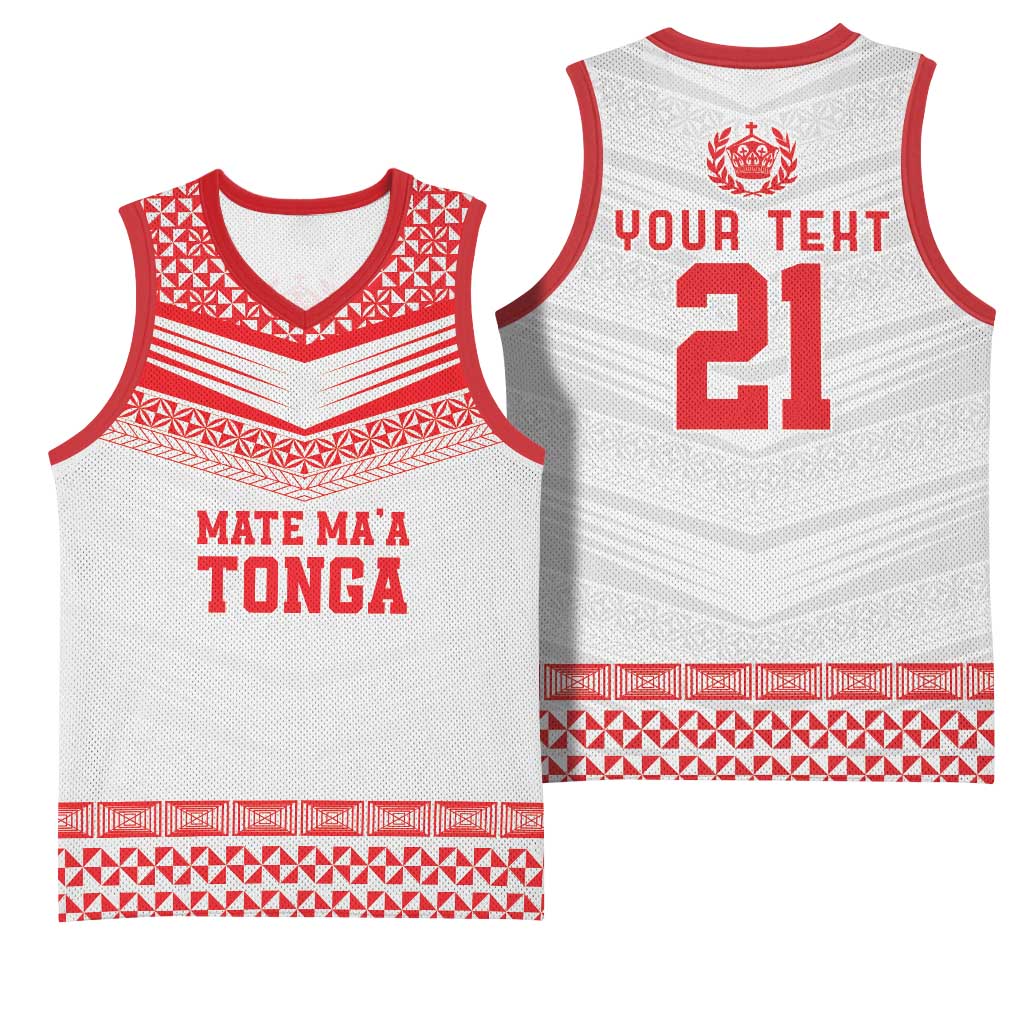 Custom Mate Ma'a Tonga Heritage Basketball Jersey Pacific Tribal Rugby White Edition - Polynesian Pride