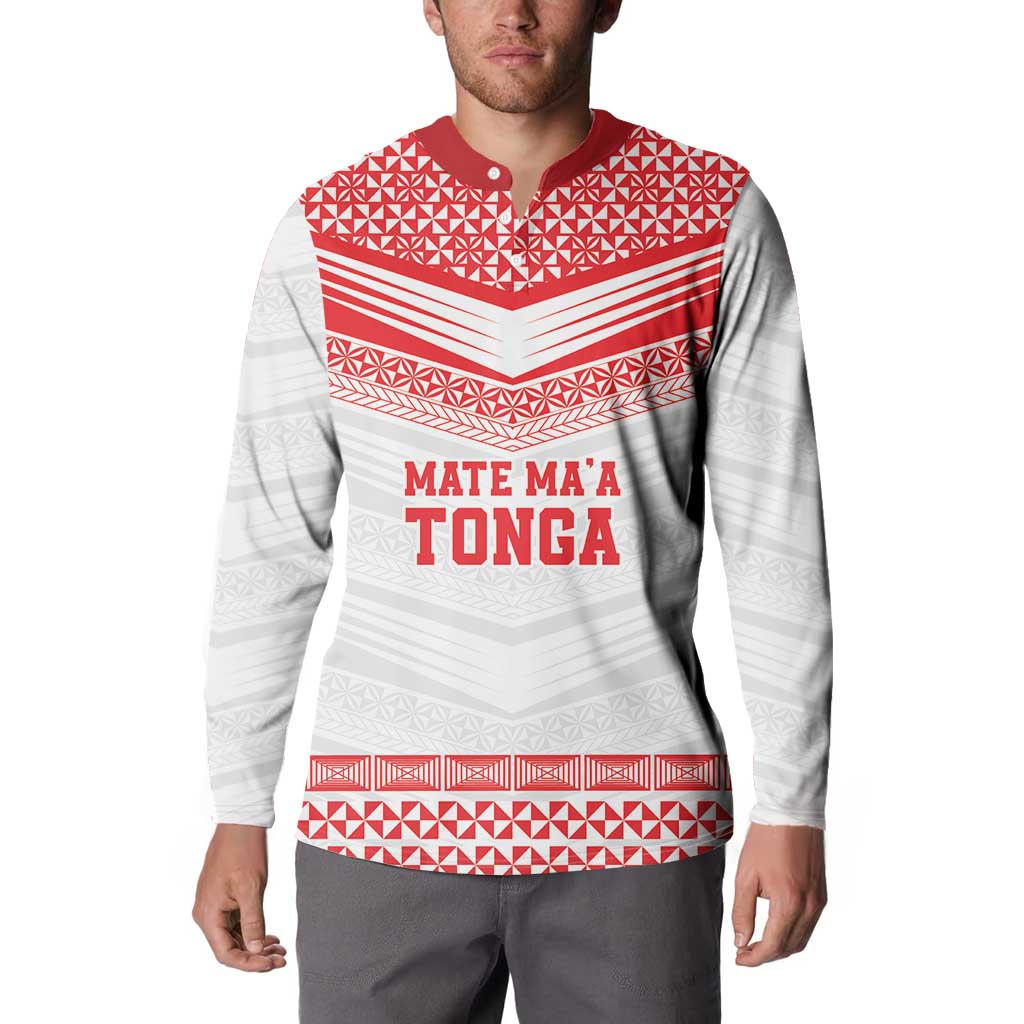 Custom Mate Ma'a Tonga Heritage Button Sweatshirt Pacific Tribal Rugby White Edition - Polynesian Pride