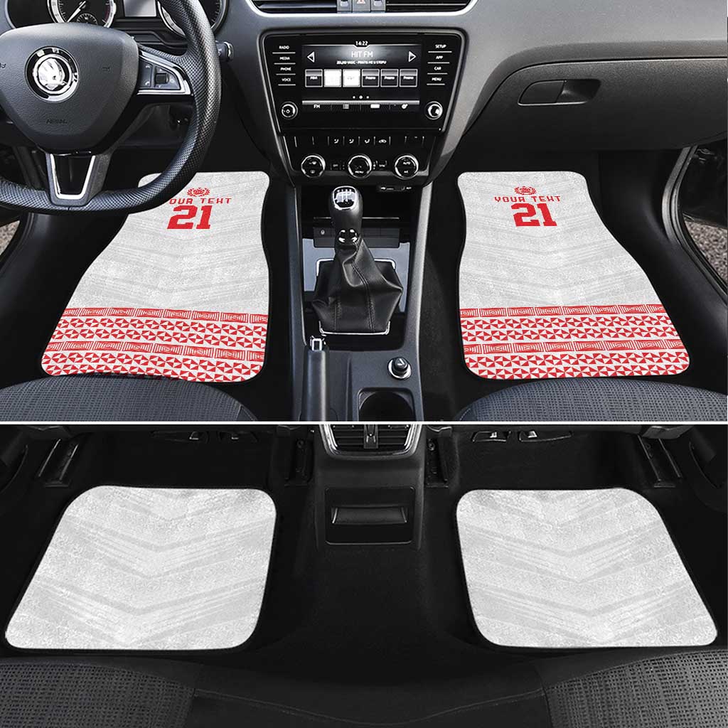 Custom Mate Ma'a Tonga Heritage Car Mats Pacific Tribal Rugby White Edition - Polynesian Pride
