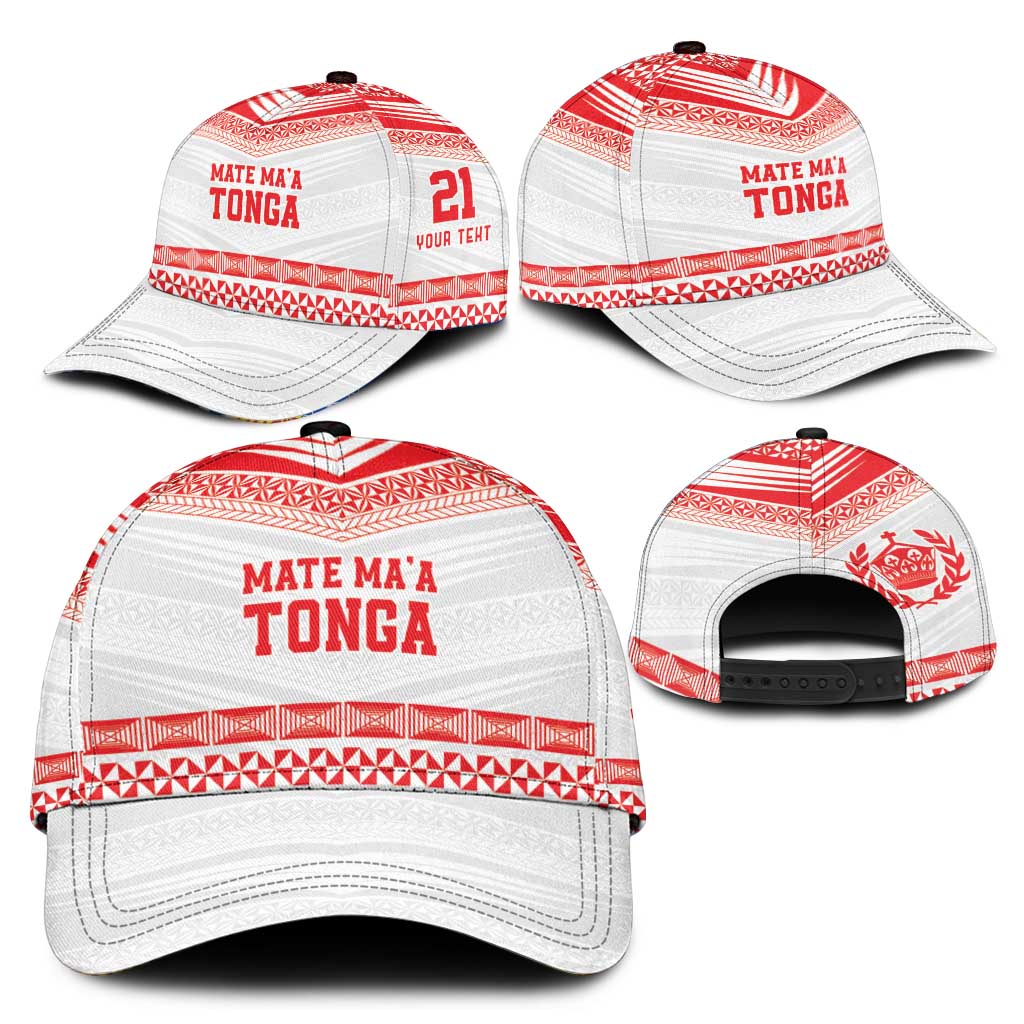 Custom Mate Ma'a Tonga Heritage Classic Cap Pacific Tribal Rugby White Edition - Polynesian Pride