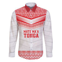 Custom Mate Ma'a Tonga Heritage Family Matching Long Sleeve Bodycon Dress and Hawaiian Shirt Pacific Tribal Rugby White Edition LT9 Dad's Shirt - Long Sleeve White - Polynesian Pride