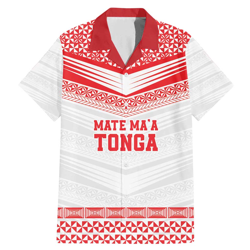 Custom Mate Ma'a Tonga Heritage Family Matching Mermaid Dress and Hawaiian Shirt Pacific Tribal Rugby White Edition LT9 Dad's Shirt - Short Sleeve White - Polynesian Pride