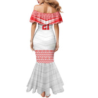 Custom Mate Ma'a Tonga Heritage Family Matching Mermaid Dress and Hawaiian Shirt Pacific Tribal Rugby White Edition LT9 - Polynesian Pride