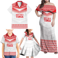 Custom Mate Ma'a Tonga Heritage Family Matching Off Shoulder Maxi Dress and Hawaiian Shirt Pacific Tribal Rugby White Edition LT9 - Polynesian Pride