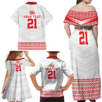 Custom Mate Ma'a Tonga Heritage Family Matching Off Shoulder Maxi Dress and Hawaiian Shirt Pacific Tribal Rugby White Edition LT9 - Polynesian Pride