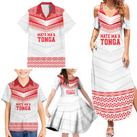 Custom Mate Ma'a Tonga Heritage Family Matching Summer Maxi Dress and Hawaiian Shirt Pacific Tribal Rugby White Edition LT9 - Polynesian Pride