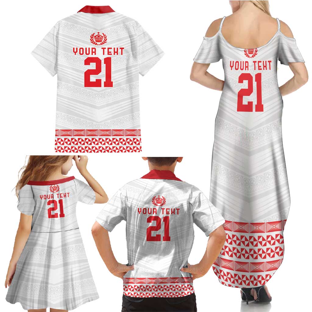 Custom Mate Ma'a Tonga Heritage Family Matching Summer Maxi Dress and Hawaiian Shirt Pacific Tribal Rugby White Edition LT9 - Polynesian Pride