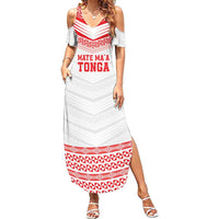 Custom Mate Ma'a Tonga Heritage Family Matching Summer Maxi Dress and Hawaiian Shirt Pacific Tribal Rugby White Edition LT9 Mom's Dress White - Polynesian Pride