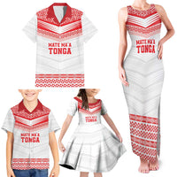Custom Mate Ma'a Tonga Heritage Family Matching Tank Maxi Dress and Hawaiian Shirt Pacific Tribal Rugby White Edition LT9 - Polynesian Pride
