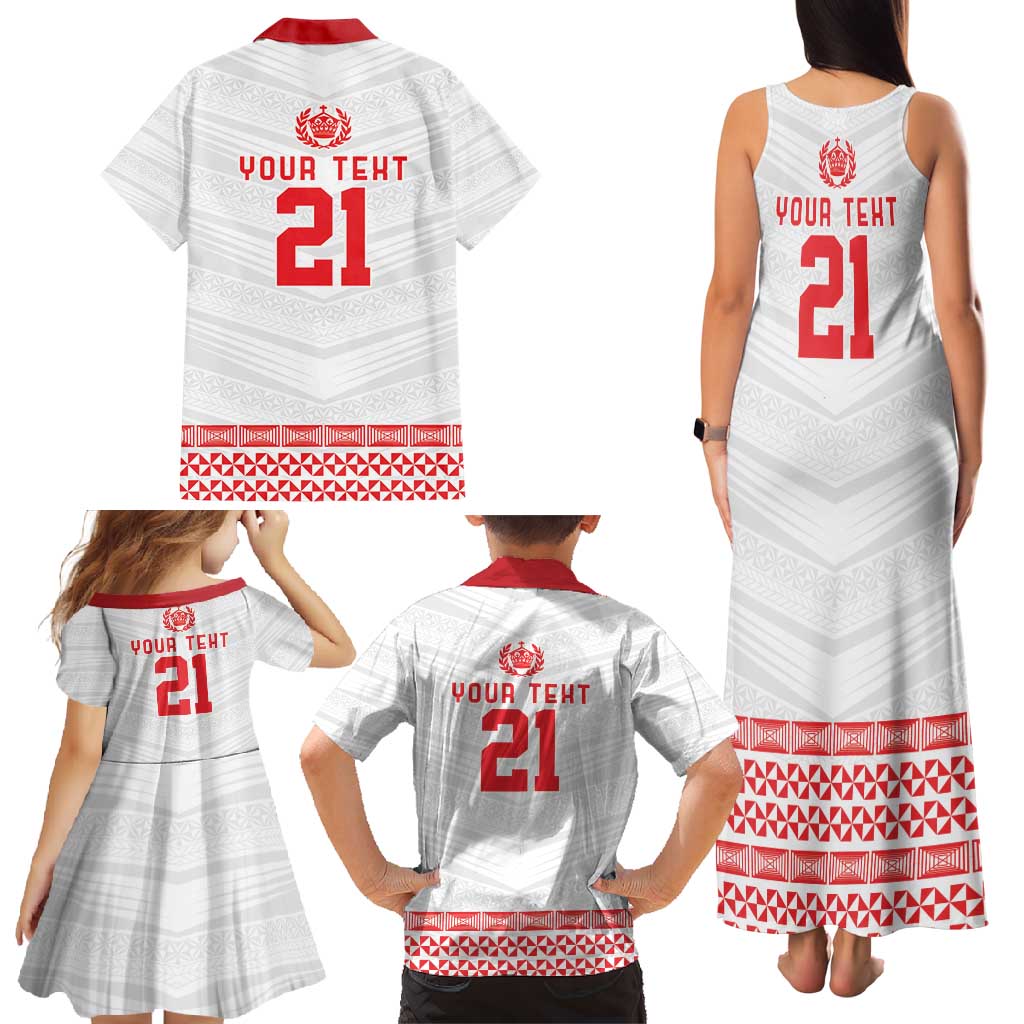 Custom Mate Ma'a Tonga Heritage Family Matching Tank Maxi Dress and Hawaiian Shirt Pacific Tribal Rugby White Edition LT9 - Polynesian Pride