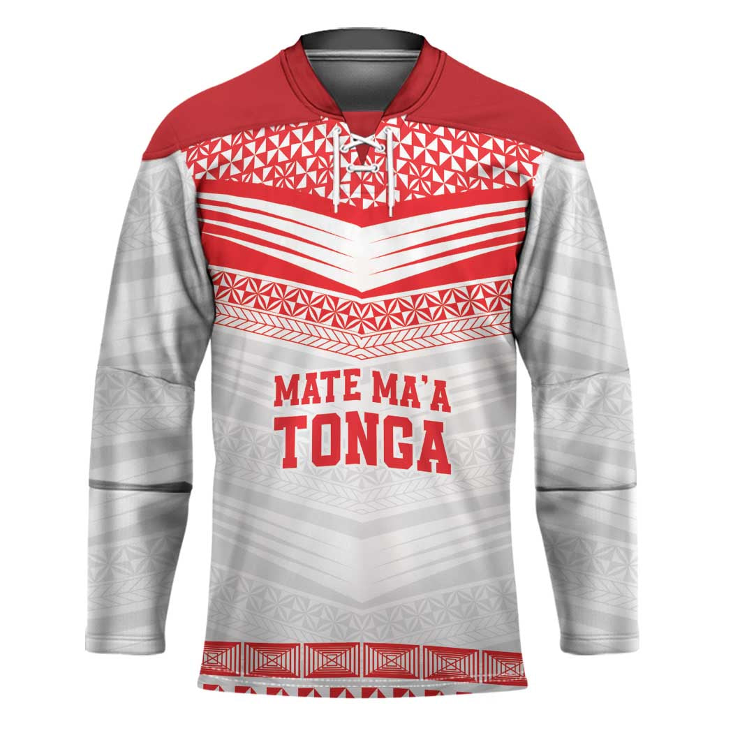 Custom Mate Ma'a Tonga Heritage Hockey Jersey Pacific Tribal Rugby White Edition - Polynesian Pride