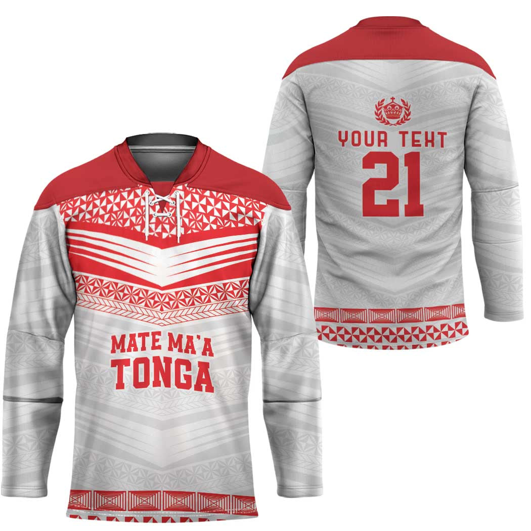Custom Mate Ma'a Tonga Heritage Hockey Jersey Pacific Tribal Rugby White Edition - Polynesian Pride