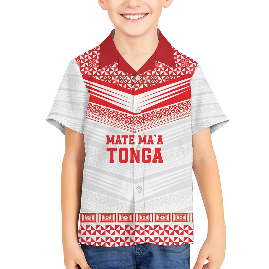 Custom Mate Ma'a Tonga Heritage Kid Hawaiian Shirt Pacific Tribal Rugby White Edition - Polynesian Pride