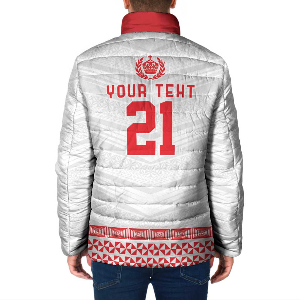 Custom Mate Ma'a Tonga Heritage Padded Jacket Pacific Tribal Rugby White Edition - Polynesian Pride