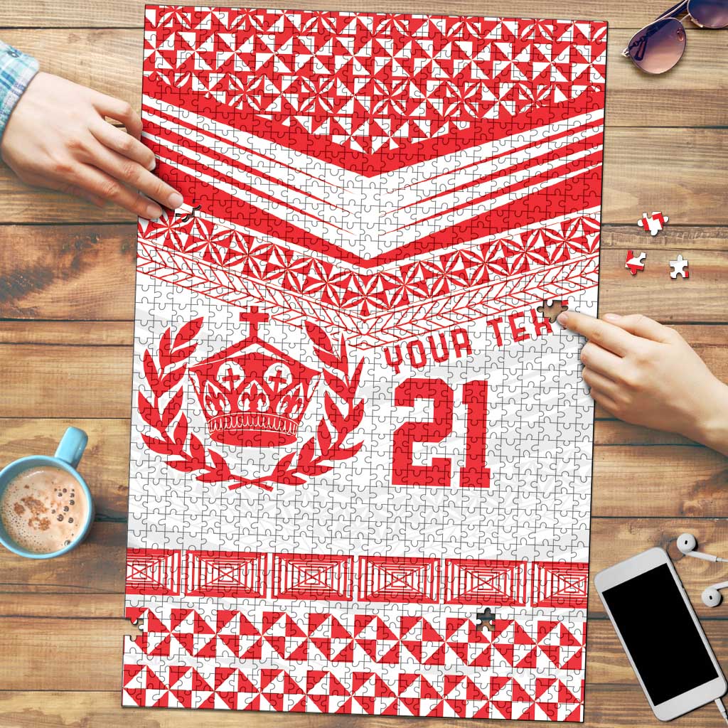 Custom Mate Ma'a Tonga Heritage Puzzle Pacific Tribal Rugby White Edition - Polynesian Pride