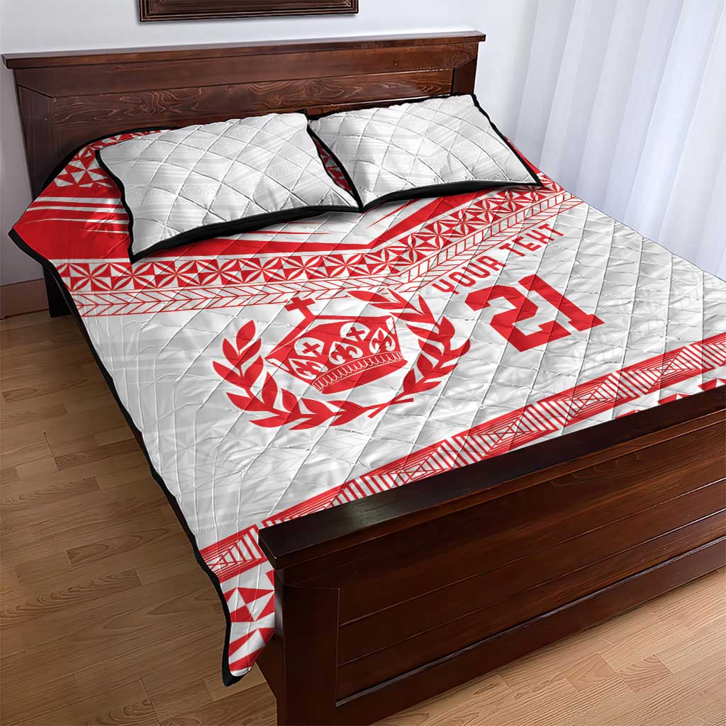 Custom Mate Ma'a Tonga Heritage Quilt Bed Set Pacific Tribal Rugby White Edition LT9 - Polynesian Pride