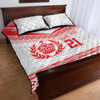 Custom Mate Ma'a Tonga Heritage Quilt Bed Set Pacific Tribal Rugby White Edition LT9 - Polynesian Pride