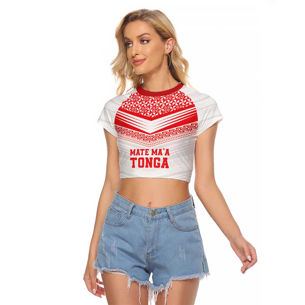 Custom Mate Ma'a Tonga Heritage Raglan Cropped T Shirt Pacific Tribal Rugby White Edition - Polynesian Pride