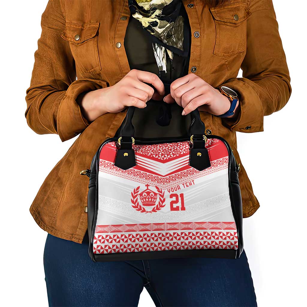 Custom Mate Ma'a Tonga Heritage Shoulder Handbag Pacific Tribal Rugby White Edition LT9 - Polynesian Pride
