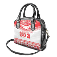 Custom Mate Ma'a Tonga Heritage Shoulder Handbag Pacific Tribal Rugby White Edition LT9 - Polynesian Pride