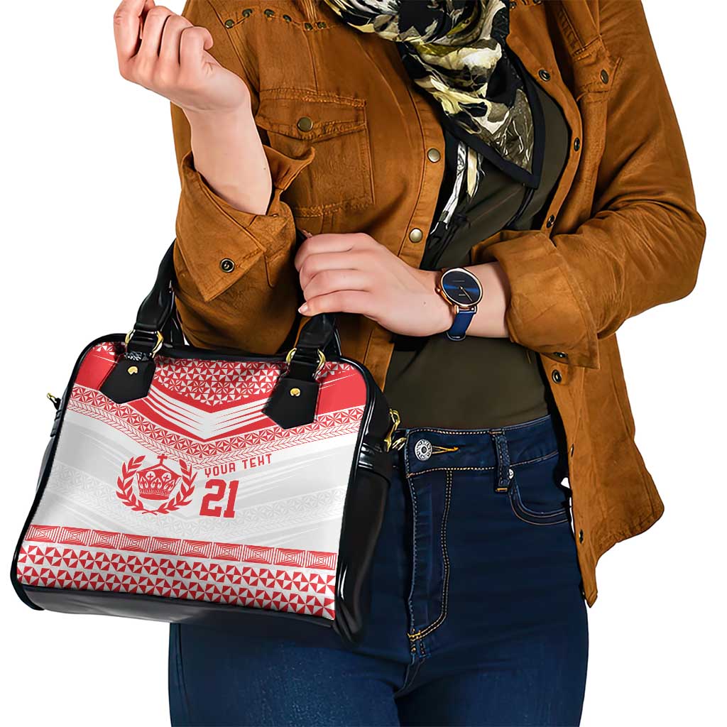 Custom Mate Ma'a Tonga Heritage Shoulder Handbag Pacific Tribal Rugby White Edition LT9 - Polynesian Pride