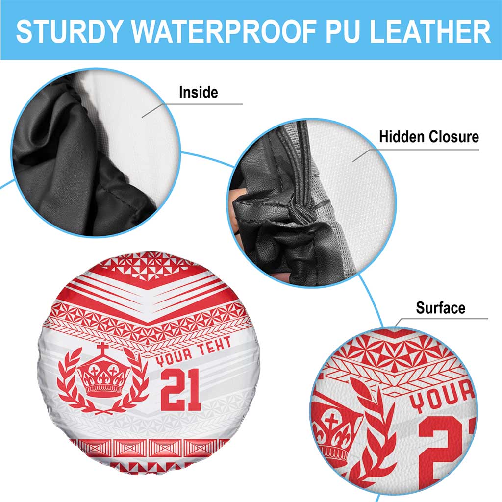 Custom Mate Ma'a Tonga Heritage Spare Tire Cover Pacific Tribal Rugby White Edition - Polynesian Pride