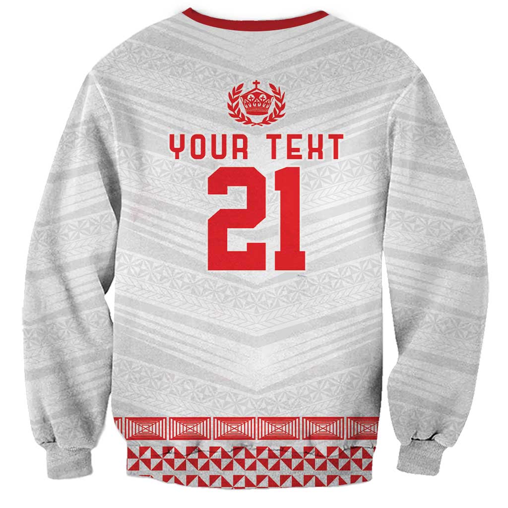 Custom Mate Ma'a Tonga Heritage Sweatshirt Pacific Tribal Rugby White Edition - Polynesian Pride