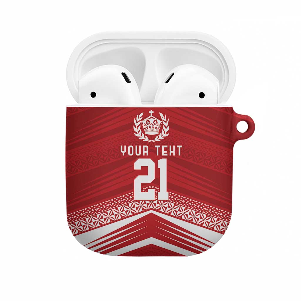 Custom Pacific Rugby Spirit AirPods Case Tonga Ngatu Pride Red Edition LT9 Red - Polynesian Pride