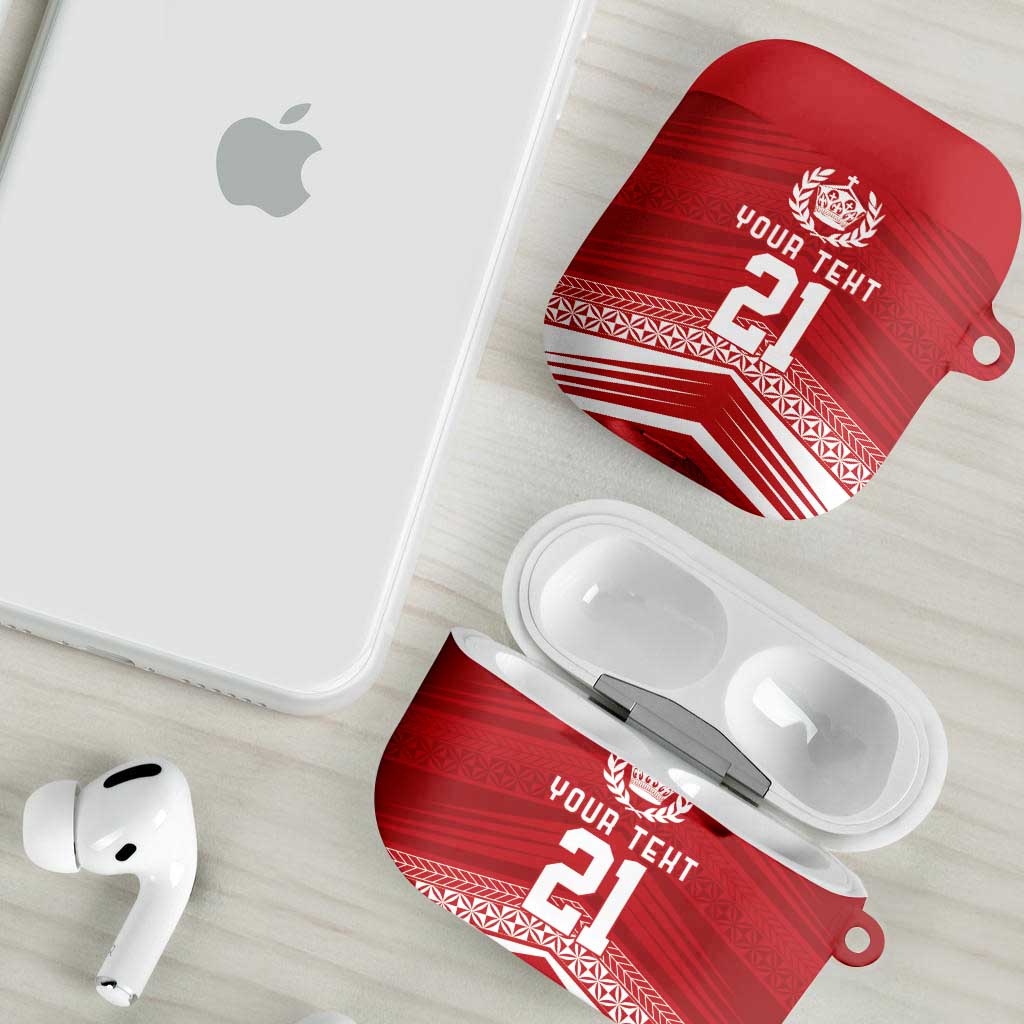 Custom Pacific Rugby Spirit AirPods Case Tonga Ngatu Pride Red Edition LT9 - Polynesian Pride