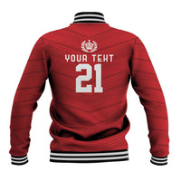 Custom Pacific Rugby Spirit Baseball Jacket Tonga Ngatu Pride Red Edition - Polynesian Pride