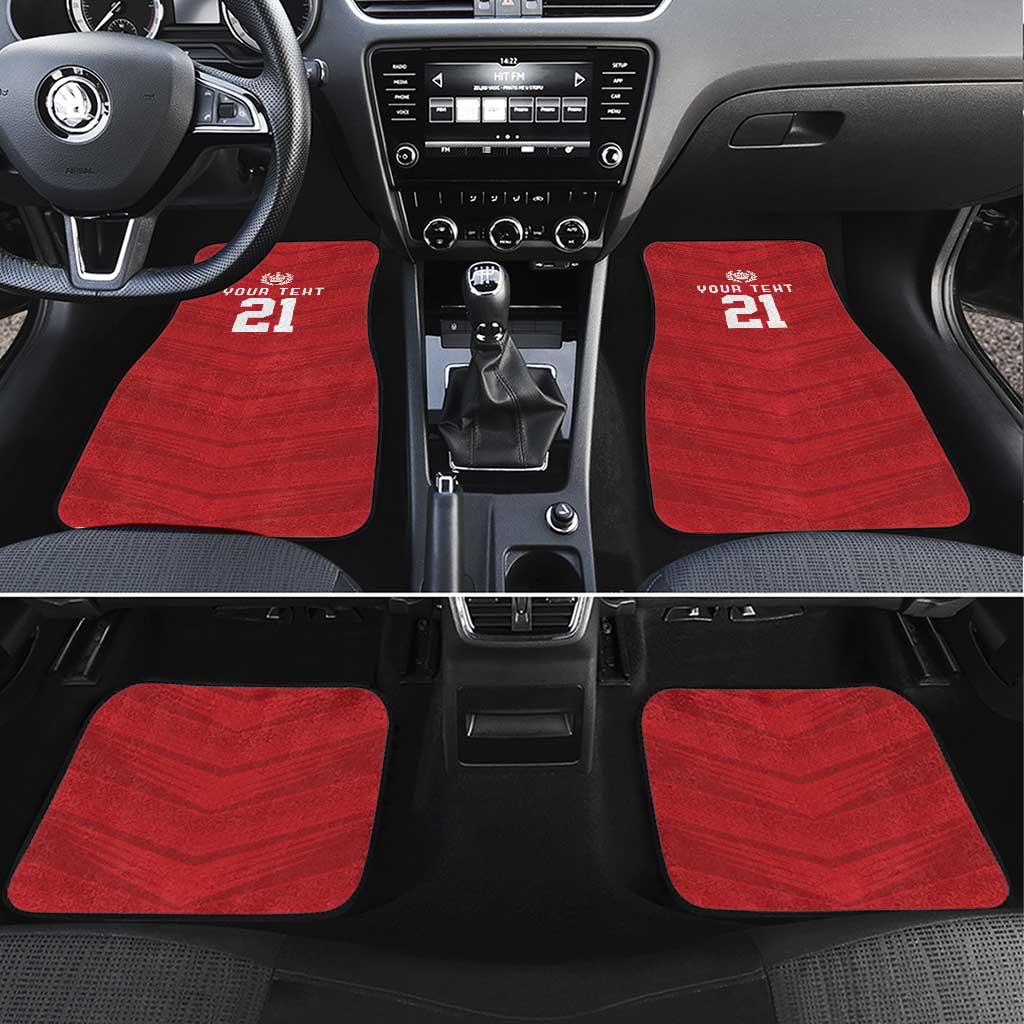 Custom Pacific Rugby Spirit Car Mats Tonga Ngatu Pride Red Edition - Polynesian Pride