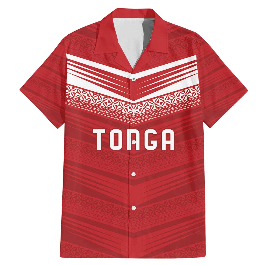 Custom Pacific Rugby Spirit Family Matching Mermaid Dress and Hawaiian Shirt Tonga Ngatu Pride Red Edition LT9 Dad's Shirt - Short Sleeve Red - Polynesian Pride