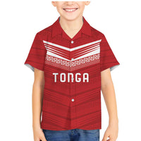 Custom Pacific Rugby Spirit Family Matching Mermaid Dress and Hawaiian Shirt Tonga Ngatu Pride Red Edition LT9 Son's Shirt Red - Polynesian Pride