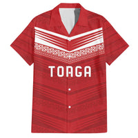 Custom Pacific Rugby Spirit Family Matching Off The Shoulder Long Sleeve Dress and Hawaiian Shirt Tonga Ngatu Pride Red Edition LT9 Dad's Shirt - Short Sleeve Red - Polynesian Pride