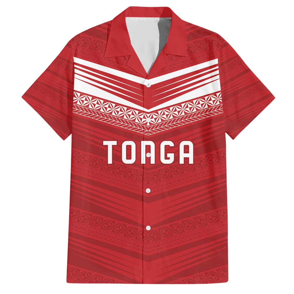 Custom Pacific Rugby Spirit Family Matching Short Sleeve Bodycon Dress and Hawaiian Shirt Tonga Ngatu Pride Red Edition LT9 Dad's Shirt - Short Sleeve Red - Polynesian Pride